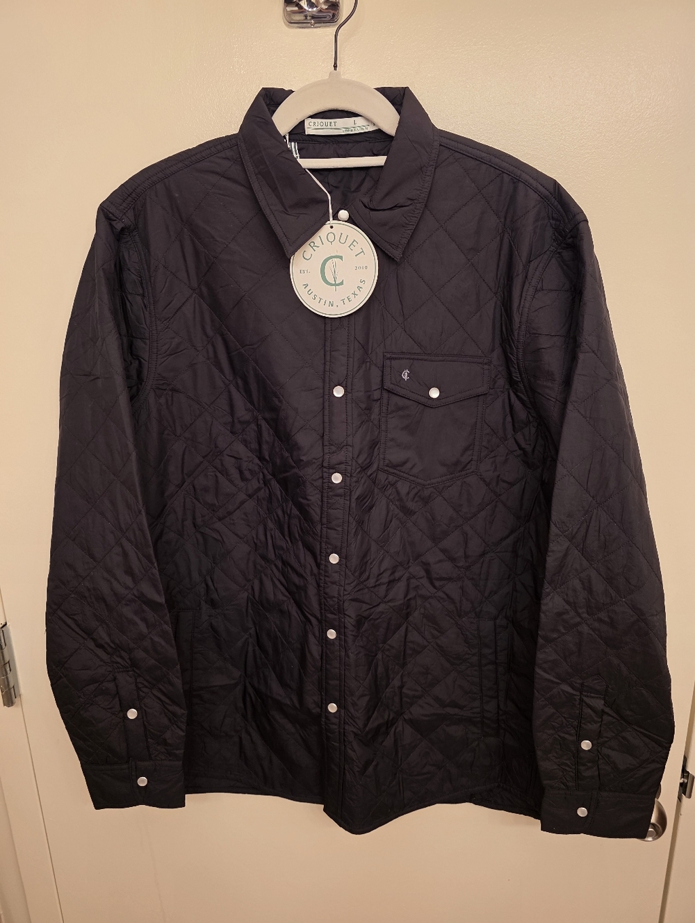 Criquet Black Quilted Lightweight Shirt Jacket